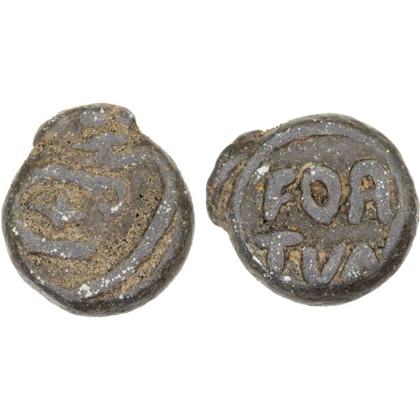 DANISH INDIA: TRANQUEBAR: Christian IV, 1620-1648, lead kas (4.32g), ND, nearly VF