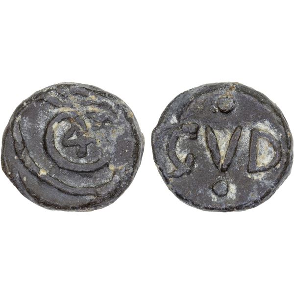 DANISH INDIA: TRANQUEBAR: Christian IV, 1620-1648, lead kas (3.81g), ND, bold VF