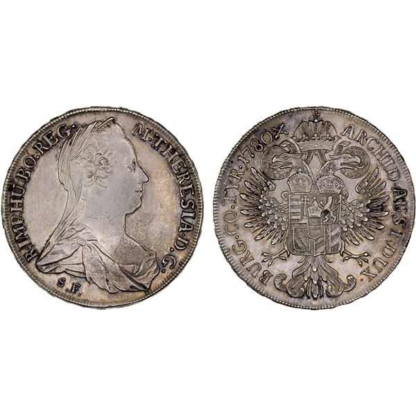 AUSTRIA: BURGAU: Maria Theresa, 1740-1780, AR thaler, Günzburg, 1780, XF