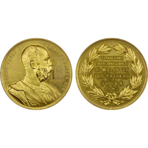 AUSTRIA: Franz Joseph I, 1848-1916, AE medal (15.13g), 1892, AU