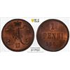 Image 1 : FINLAND: Alexander III, 1881-1894, AE penni, 1883, PCGS MS65 RB