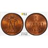 Image 1 : FINLAND: Nicholas II, 1894-1917, AE penni, 1909, PCGS MS65 RB