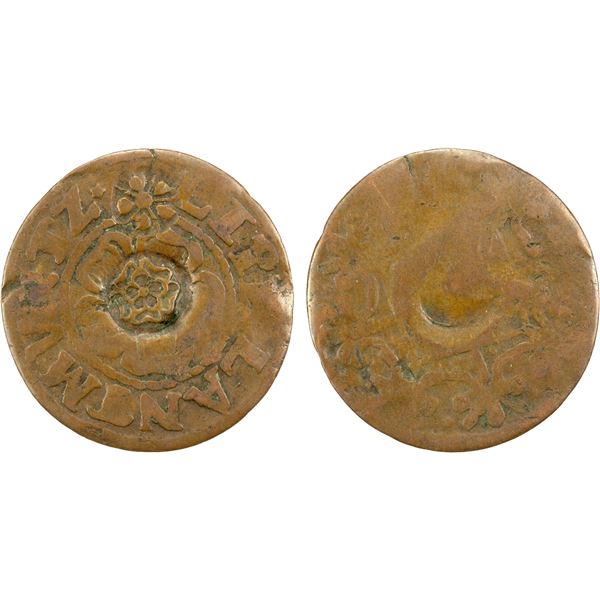 LIPPE: Simon Heinrich, 1666-1697, AE 6 pfennig (2.52g), Detmold, VF on Good host