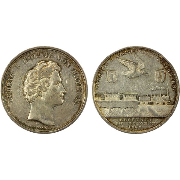 MUNICH: Ludwig I, 1825-1848, AR medal (16.43g), 1840, XF
