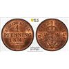 Image 1 : PRUSSIA: Friedrich Wilhelm IV, 1840-1861, AR pfennig, 1847-D, PCGS MS64 RB