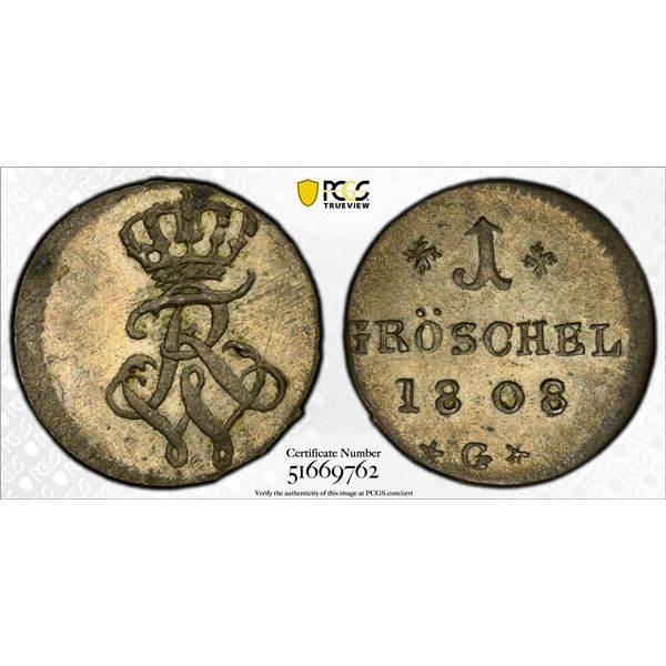 SILESIA: Friedrich Wilhelm III, 1797-1840, BI gröschel, Glatz, 1808-G, PCGS MS63