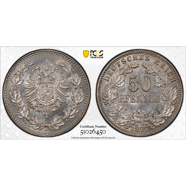GERMANY: Kaiserreich, AR 50 pfennig, 1877-H, PCGS MS63