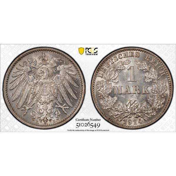 GERMANY: Kaiserreich, AR mark, 1914-E, PCGS MS64