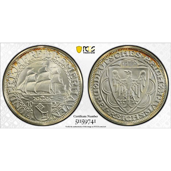GERMANY: Federal Republic, AR medal (3 mark), 1977, PCGS MS67