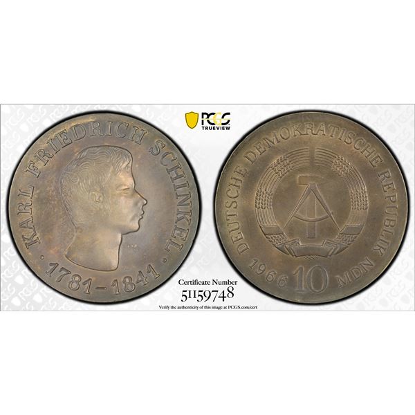 GERMANY: Democratic Republic: AR 10 mark, 1966, PCGS MS64