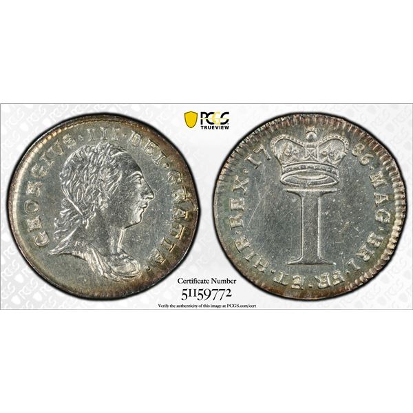 GREAT BRITAIN: George III, 1760-1820, AR penny, 1786, PCGS MS62