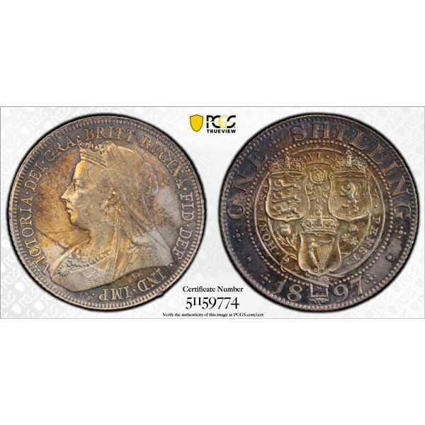 GREAT BRITAIN: Victoria, 1837-1901, AR shilling, 1897, PCGS MS64
