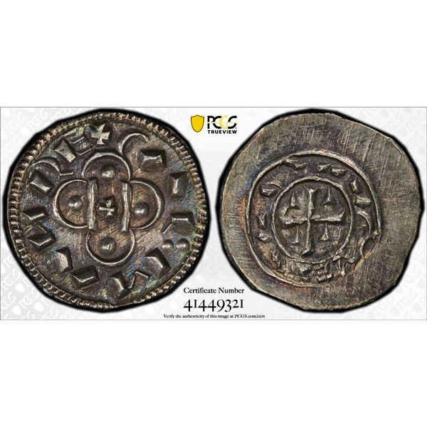 HUNGARY: Koloman, 1095-1116, AR denar, ND, PCGS MS63