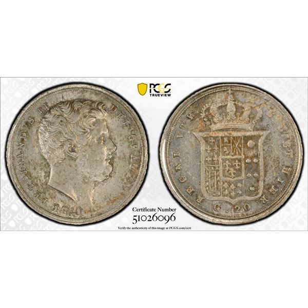 ITALY: NAPLES & SICILY: Ferdinando II, 1830-1859, AR 25 grana, 1841, PCGS MS62