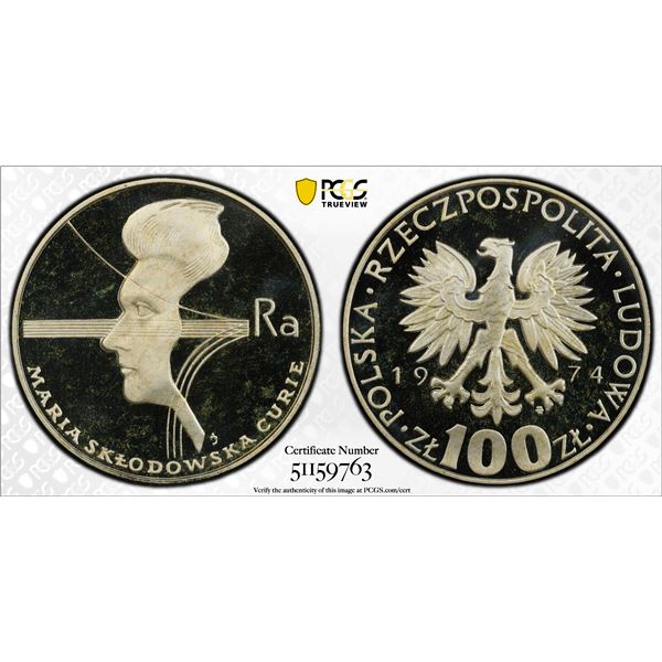 POLAND: People's Republic, 1952-1989, AR 100 zlotych, 1974-MW, PCGS PF67 Deep Cameo