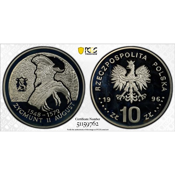POLAND: Republic, AR 10 zlotych, 1996-MW, PCGS PF68 Deep Cameo