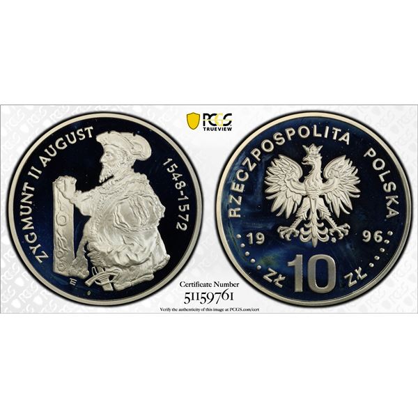 POLAND: Republic, AR 10 zlotych, 1996-MW, PCGS PF68 Deep Cameo