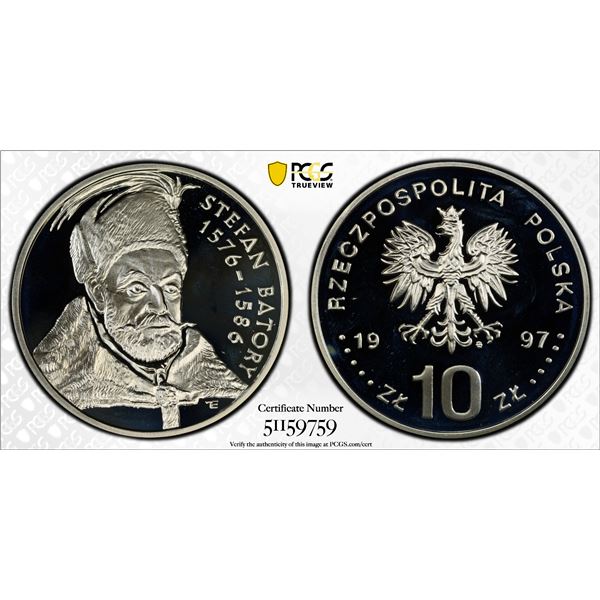 POLAND: Republic, AR 10 zlotych, 1997-MW, PCGS PF68 Deep Cameo