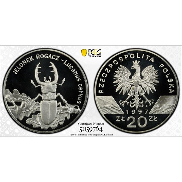 POLAND: Republic, AR 20 zlotych, 1997-MW, PCGS PF69 Deep Cameo