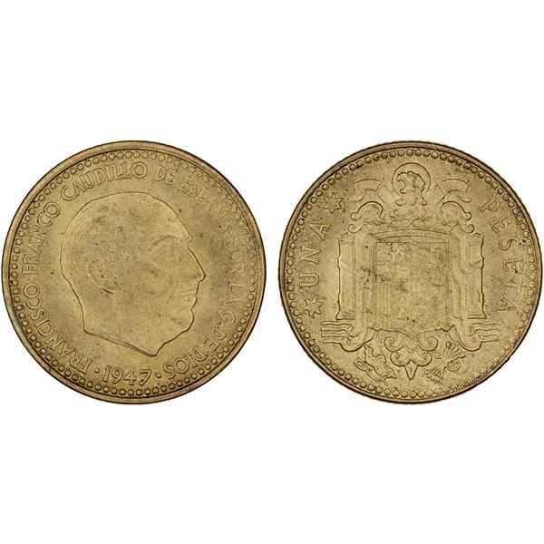 SPAIN: Francisco Franco, as Caudillo, 1947-1975, peseta, 1947(54), Choice Unc