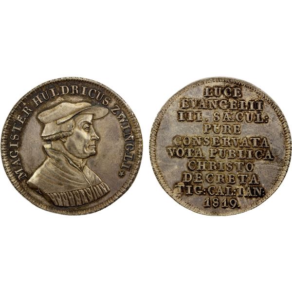 SWITZERLAND: ZÜRICH: Canton, AR medal (22.11g), 1819, Unc