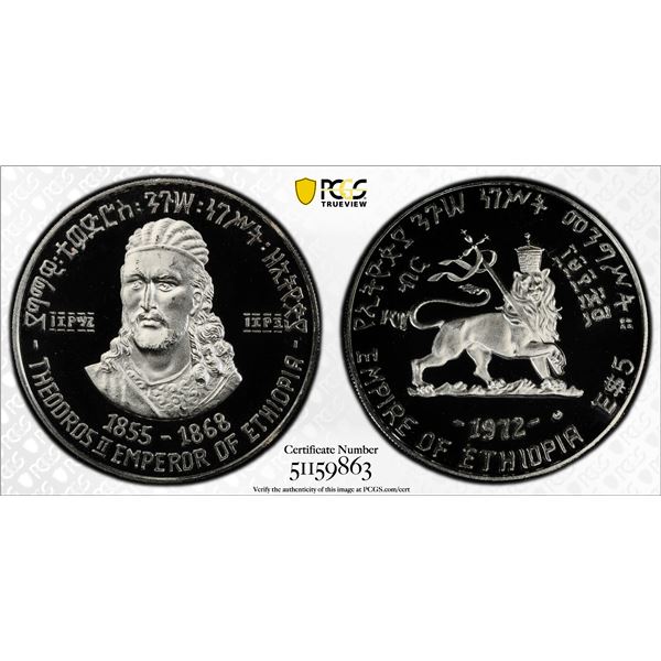 ETHIOPIA: Haile Selassie I, 1930-1974, AR 5 dollars, EE1964 (1972), PCGS PF68 Deep Cameo