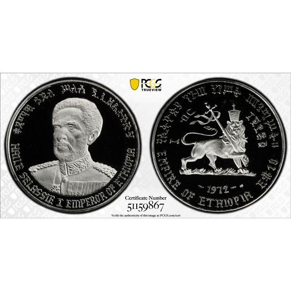 ETHIOPIA: Haile Selassie I, 1930-1974, AR 10 dollars, EE1964 (1972), PCGS Proof 69 DCAM