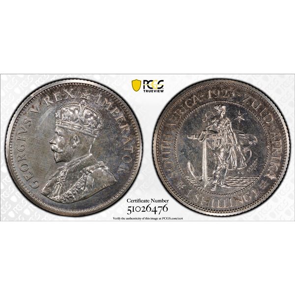 SOUTH AFRICA: George V, 1910-1936, AR shilling, 1923, PCGS Proof 63