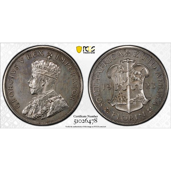 SOUTH AFRICA: George V, 1910-1936, AR 2 shillings, 1923, PCGS Proof 63