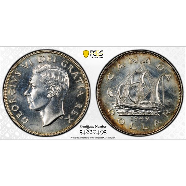 CANADA: George VI, 1937-1952, AR dollar, 1949, PCGS MS64