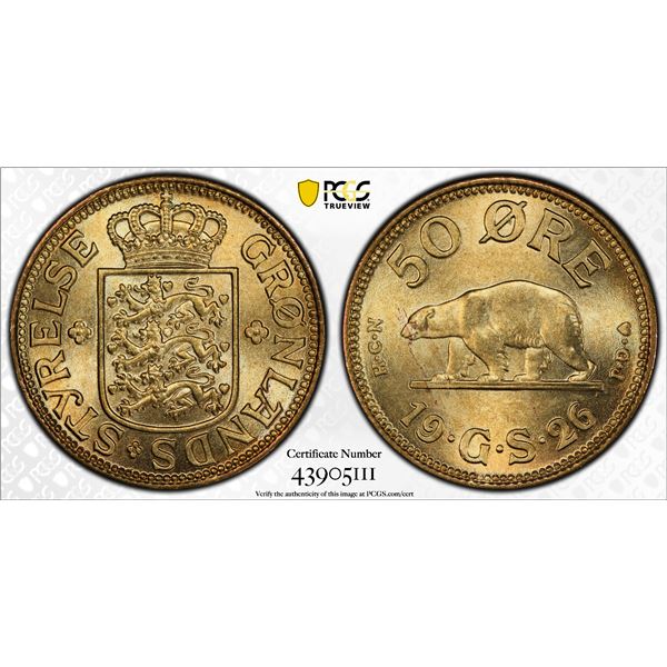 GREENLAND: 50 øre, 1926, PCGS MS66