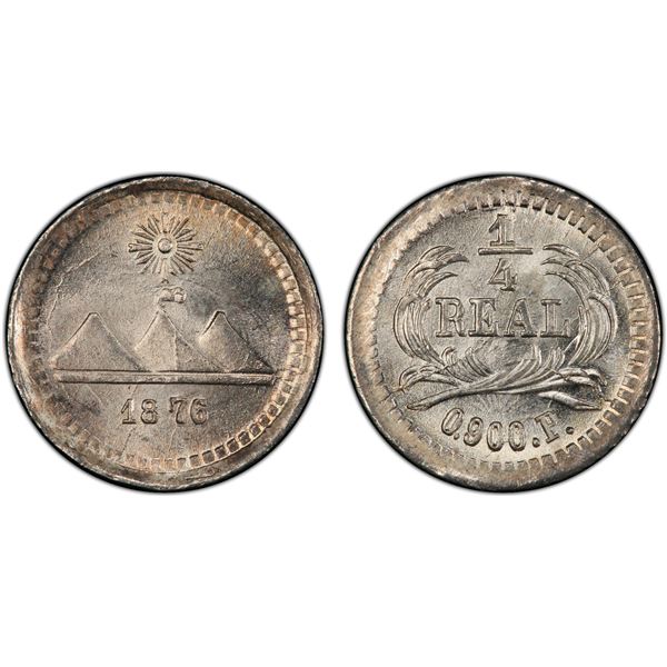 GUATEMALA: Republic, AR ¼ real, 1876, PCGS MS67