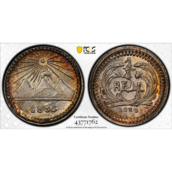 GUATEMALA: Republic, AR ¼ real, 1886, PCGS MS66