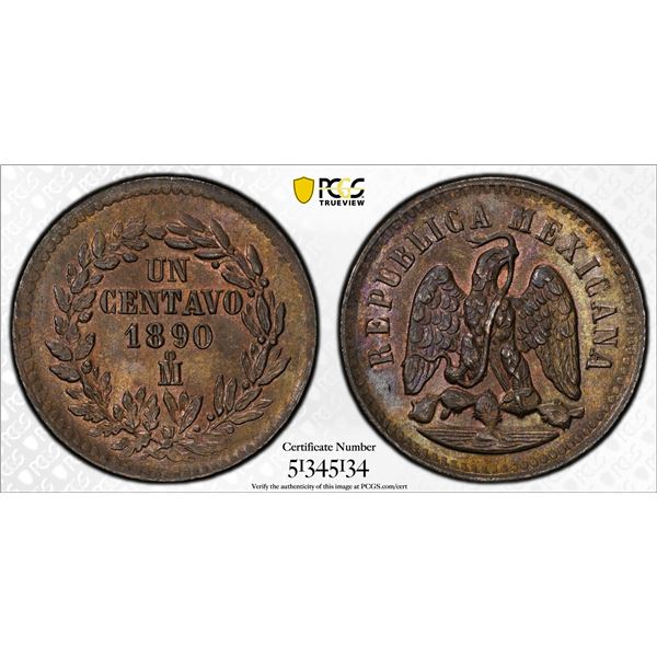 MEXICO: Republic, AE centavo, 1890-Mo, PCGS MS64 BN