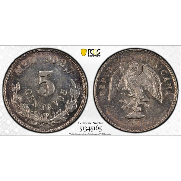 MEXICO: Republic, AR 5 centavos, 1904-Mo, PCGS MS64
