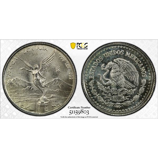 MEXICO: Estados Unidos, AR 1/20 onza, 1998-Mo, PCGS MS68