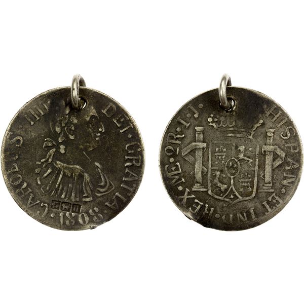 PERU: Carlos IV, 1788-1808, "2 reales" (6.79g), 1808, VF