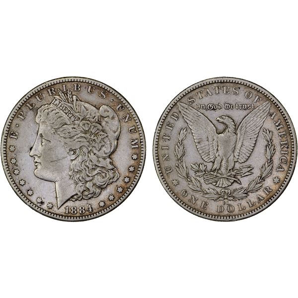 UNITED STATES: AR Morgan dollar, 1884-CC, Choice VF