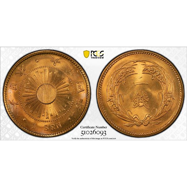 JAPAN: Taisho, 1912-1926, AE sen, year 4 (1915), PCGS MS66 RD