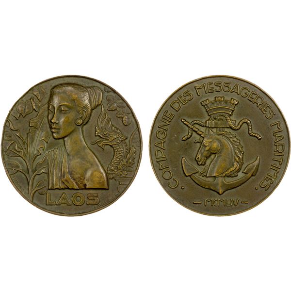 LAOS: AE medal (108.69g), 1954, XF