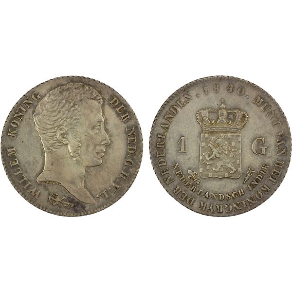 NETHERLANDS EAST INDIES: Willem I, 1815-1840, AR gulden, 1840, XF