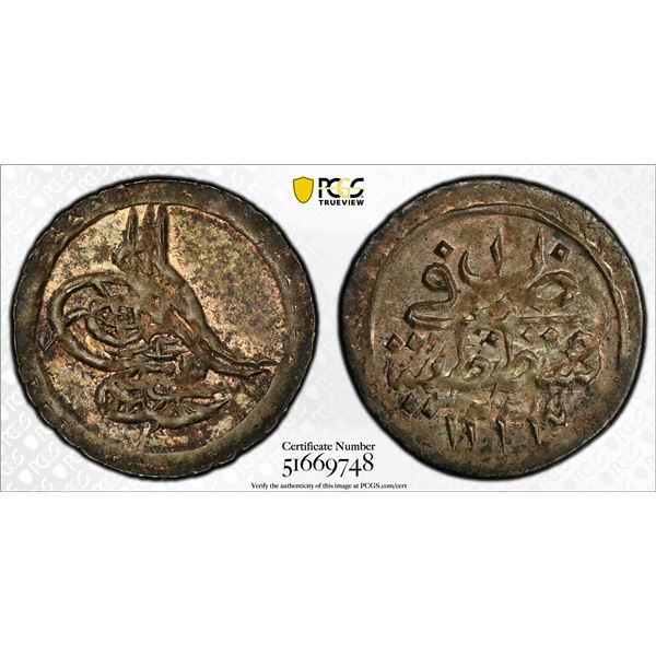 TURKEY: Mahmud II, 1808-1839, AR para, Kostantiniye, AH1223 year 1, PCGS MS63