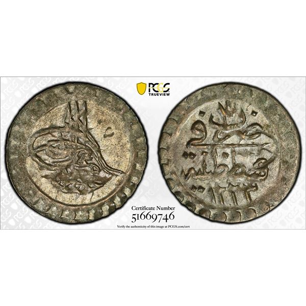 TURKEY: Mahmud II, 1808-1839, AR para, Kostantiniye, AH1223 year 2, PCGS MS63