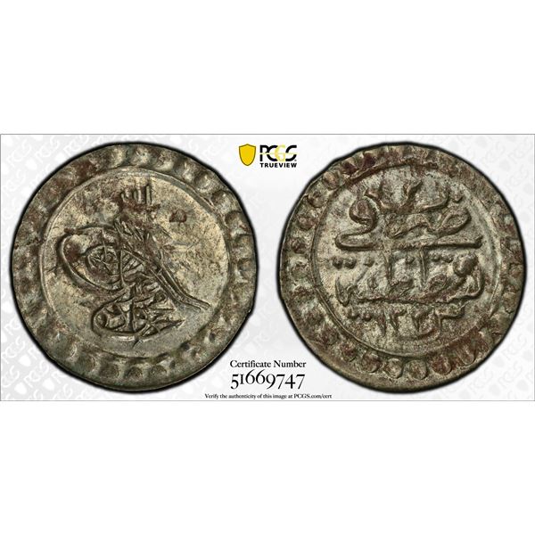 TURKEY: Mahmud II, 1808-1839, AR para, Kostantiniye, AH1223 year 2, PCGS MS62