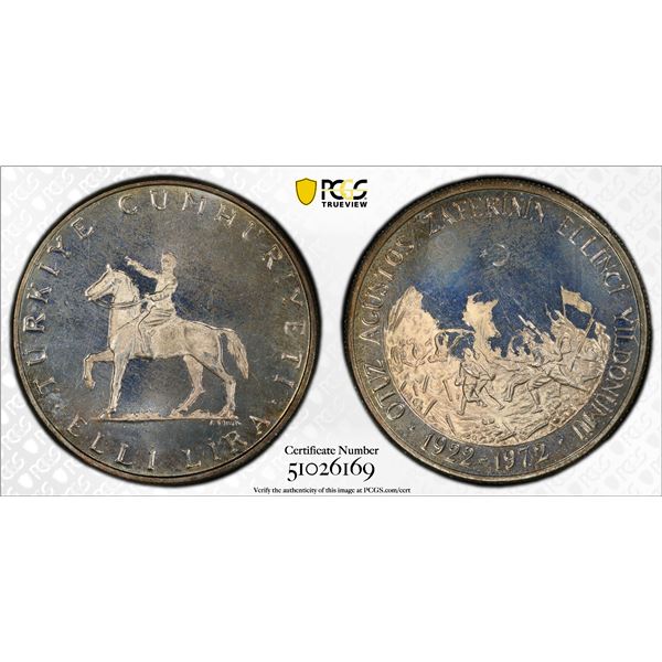 TURKEY: Republic, AR 50 lira, 1972, PCGS PF67 Cameo