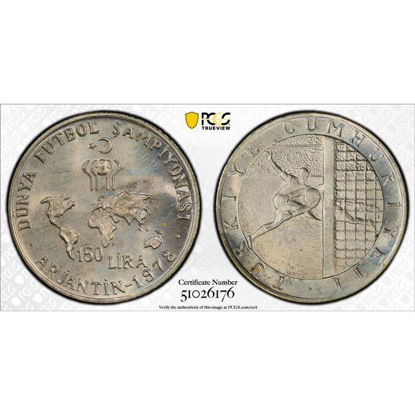 TURKEY: Republic, AR 150 lira, 1978, PCGS MS67