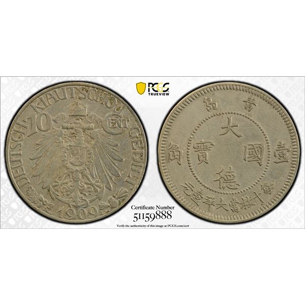 KIAUCHAU: Wilhelm II, 1898-1914, 10 cents, 1909, PCGS XF details