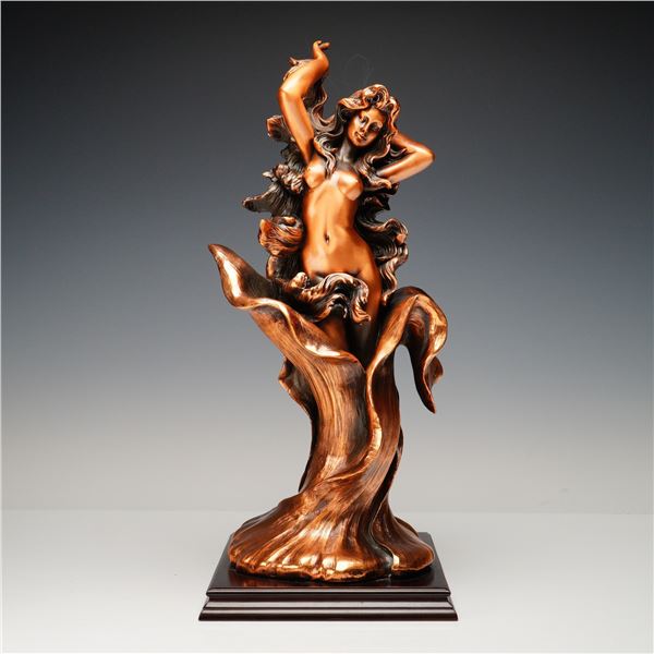 Bronze Female Nude Figure on Wood Base