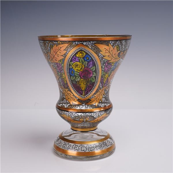 Bohemian Art Deco Haida Hermann Pautsch Enamel Vase