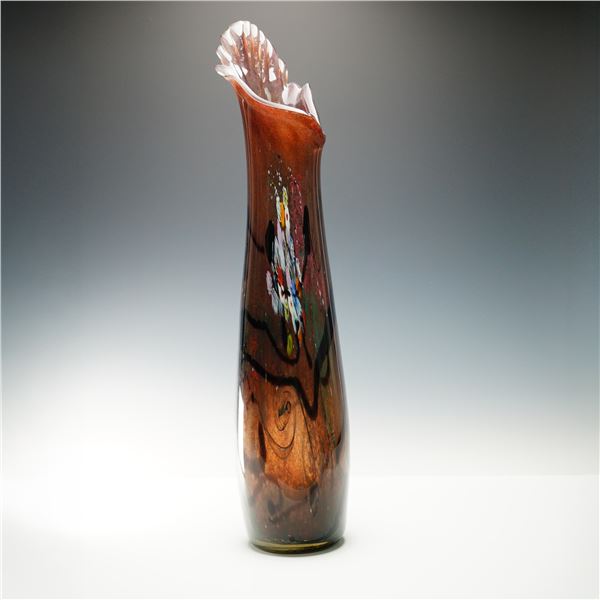 Contemporary Studio Art Glass Vase, Signed Colla